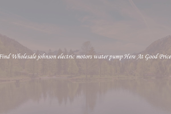 Find Wholesale johnson electric motors water pump Here At Good Prices